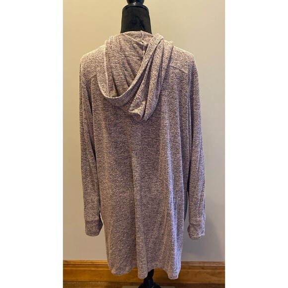Hooded Cardigan Sweater Size ? 2X Gray Pink Open Front + Stretch Pockets - Picture 6 of 12